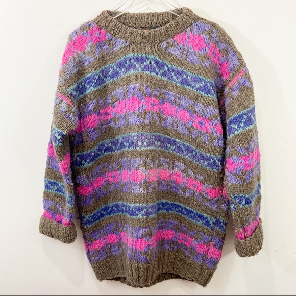 Ro So Sweaters - RO SO Chunky Knit Oversized Wool Sweater